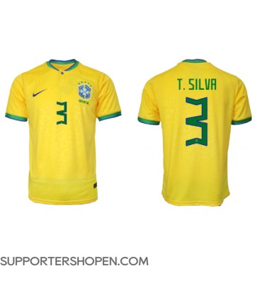 Brasilien Thiago Silva #3 Hemma Matchtröja VM 2022 Kortärmad